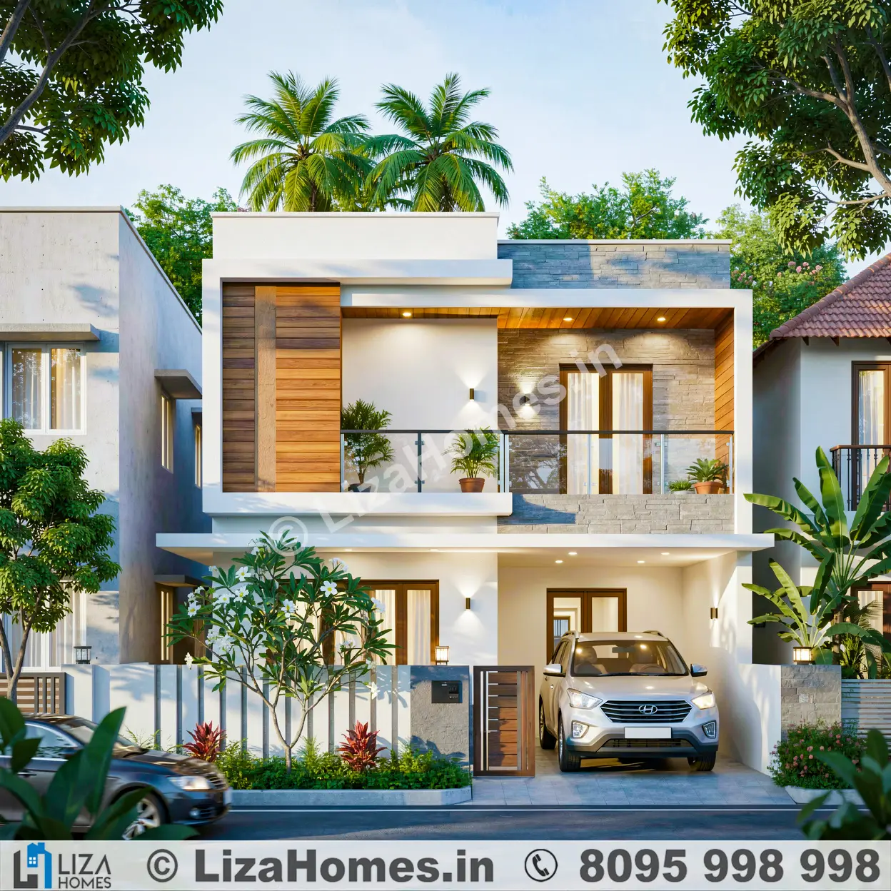 Modern house elevation - Modern Kerala style elevation Bengaluru and 3D architectural design