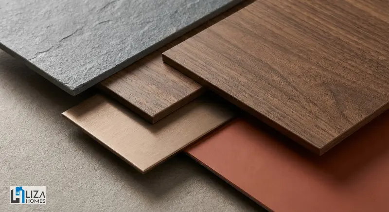 Assorted luxury laminate textures for modern Indian homes 2026 - Stone, wood finish and matte surfaces