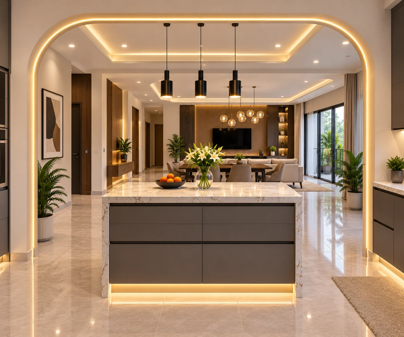Open Plan Transition to Living & Dining Hall - The Lumina Culinary Suite (Project LP02)