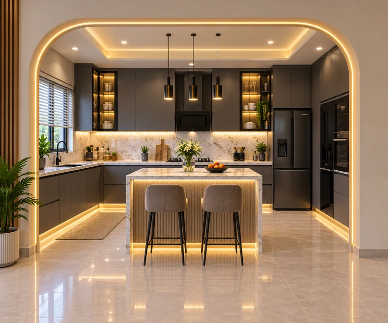 Project LP02: Contemporary Modular Island Kitchen in Indiranagar
