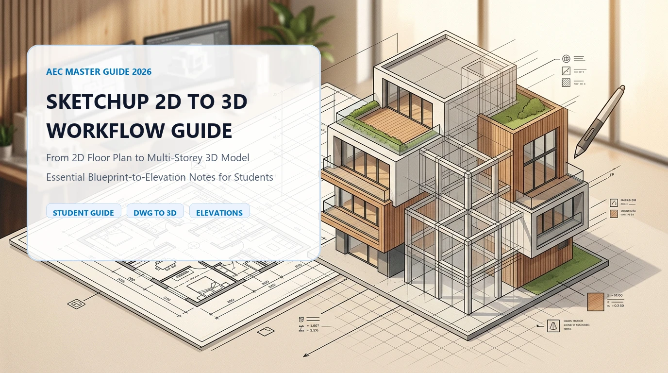 SketchUp for Architecture & Civil Engineering Students: 2D Plan to 3D Model Workflow Guide (2026)